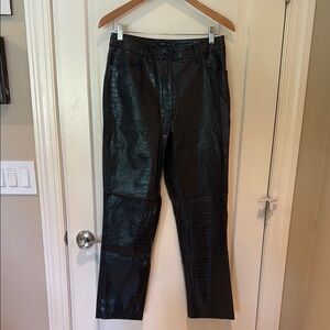MANGO Black Croc-Embossed Pants size 6